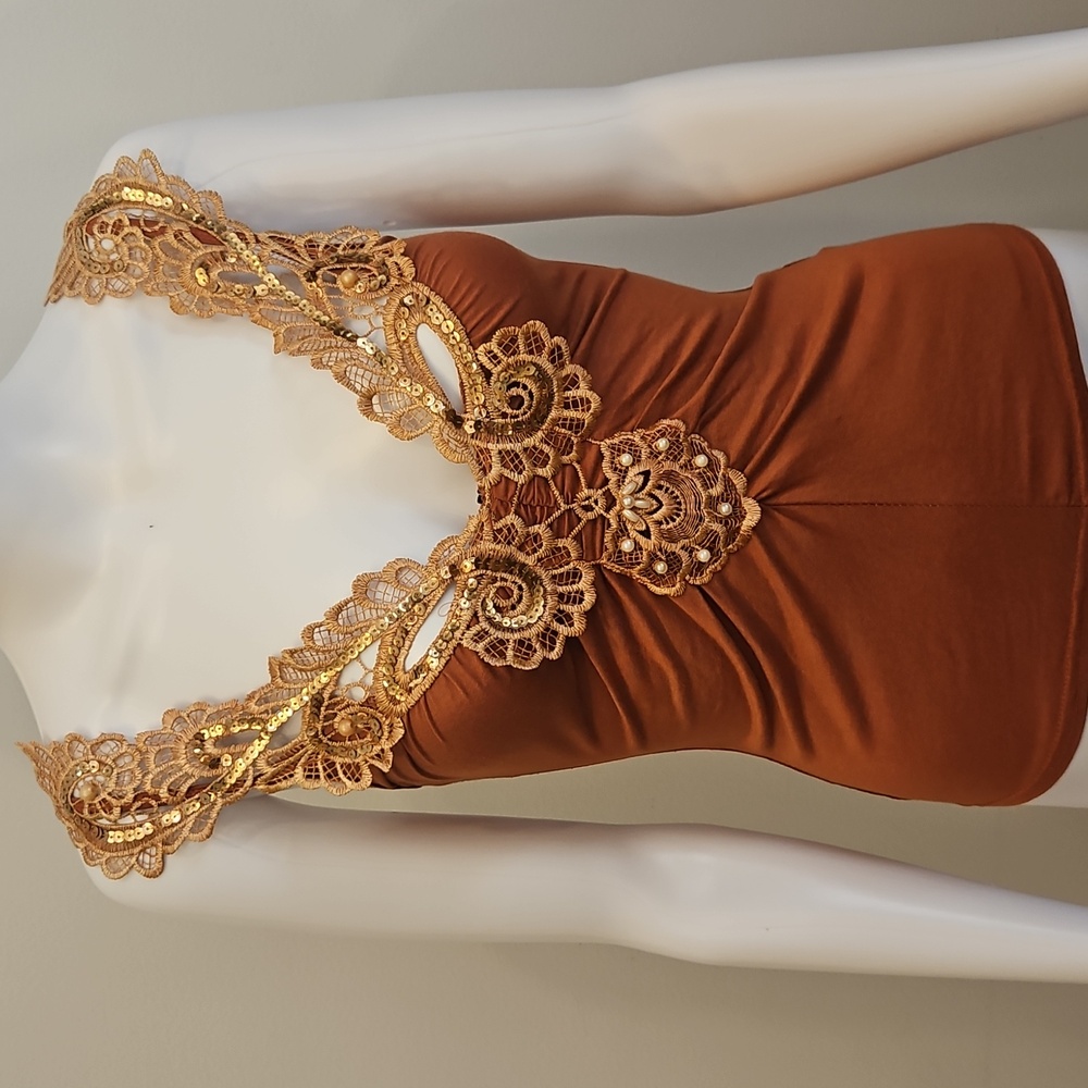 Handmade Tank Top With Sequin & Lace Detailing